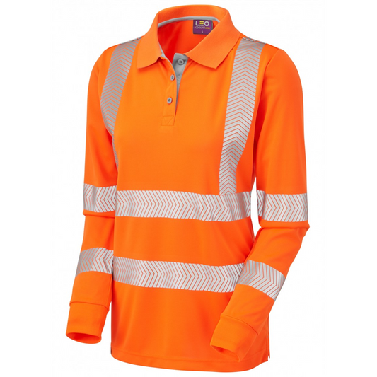 POLLYFIELD Class 2 Coolviz Ultra Women's Sleeved Polo Shirt Orange