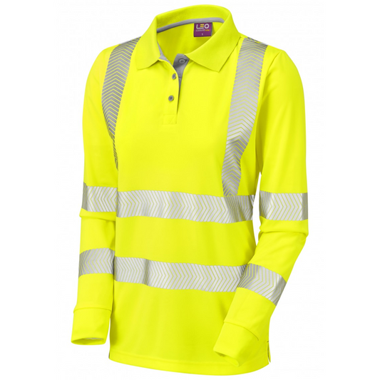 POLLYFIELD Class 2 Coolviz Ultra Women's Sleeved Polo Shirt Yellow