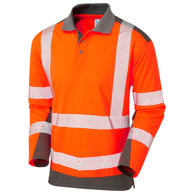WRINGCLIFF Class 2 Coolviz Plus Sleeved Polo Shirt Orange/Grey