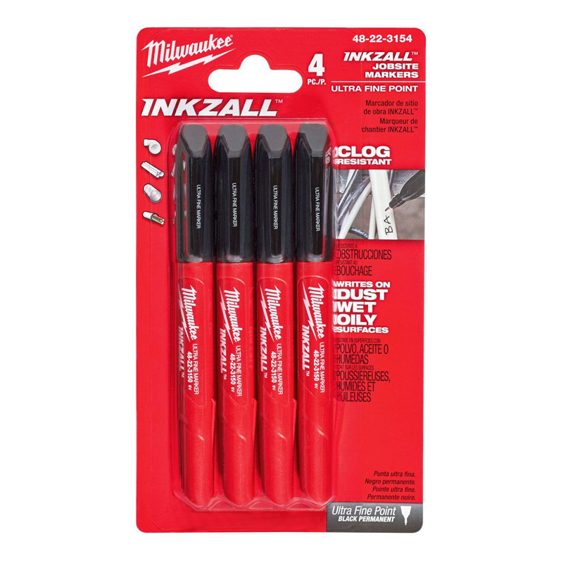 Milwaukee INKZALL™ Fine Tip Markers - 4pk 48223154