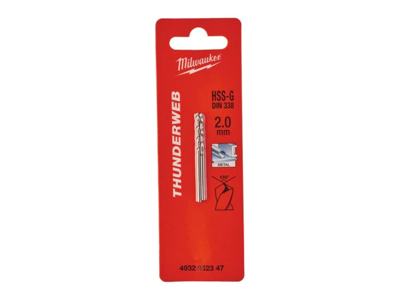 Milwaukee THUNDERWEB HSS-G Metal Drill Bits D338 2.0mm (2 Pack)