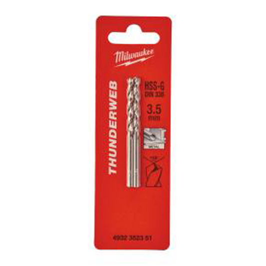 Milwaukee Metal Drill HSS-G ThunderWeb D338 3.5mm-2pc 4932352351