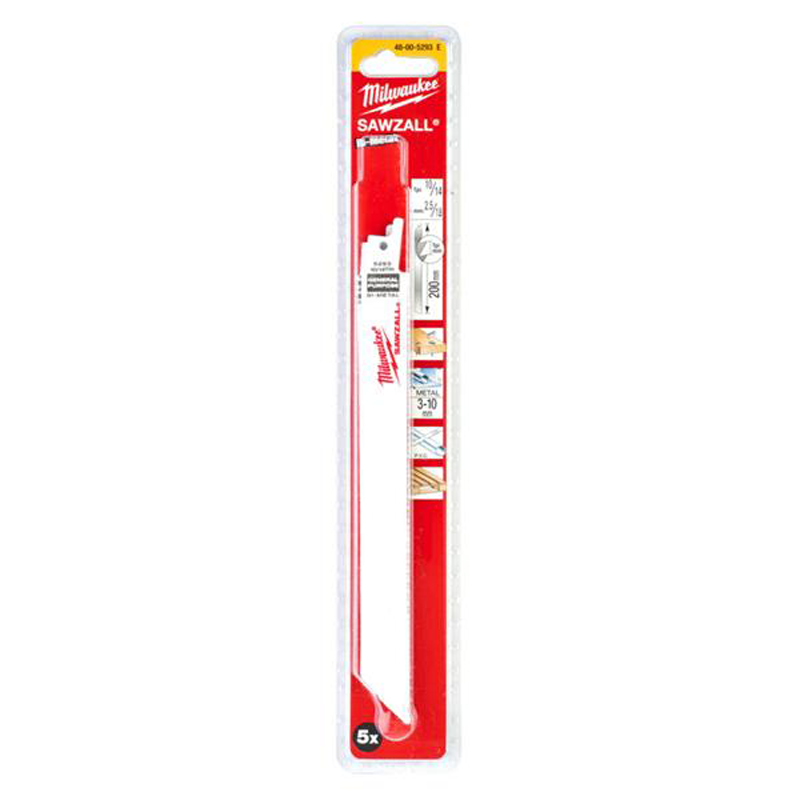 Milwaukee Sawzall Blade For Reciprocating Saws 200mm x10/14 5 pack 48005293
