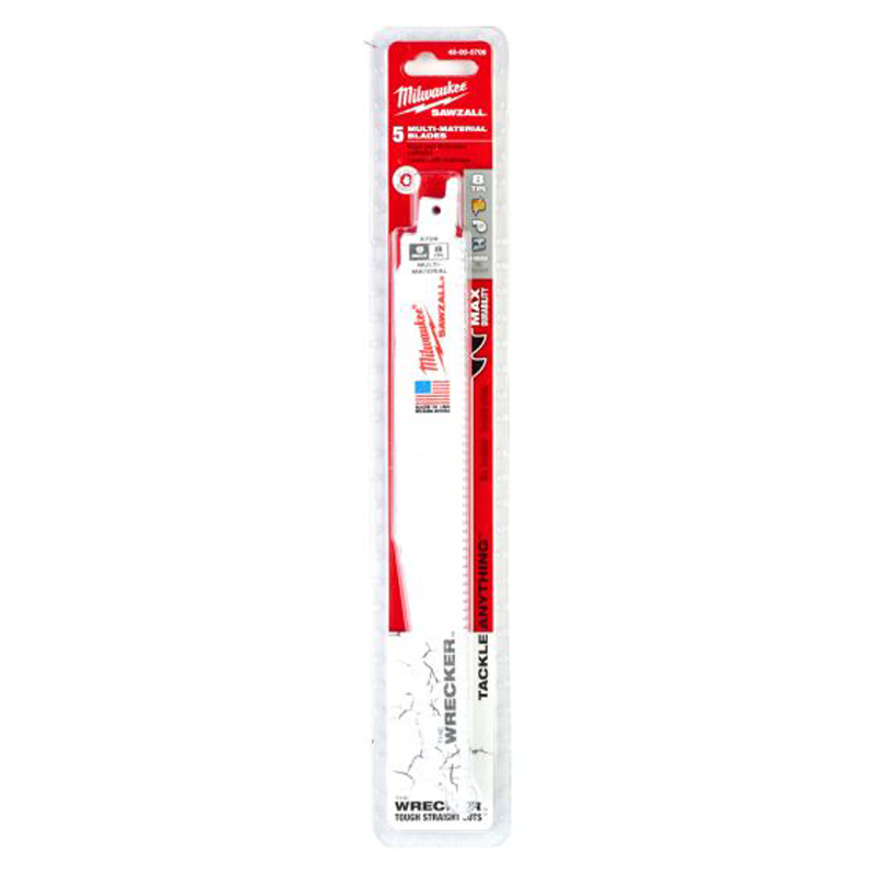 Milwaukee Sawzall Blade For Reciprocating Saws WRECKER 230mm x7/11 5 pack 48005706