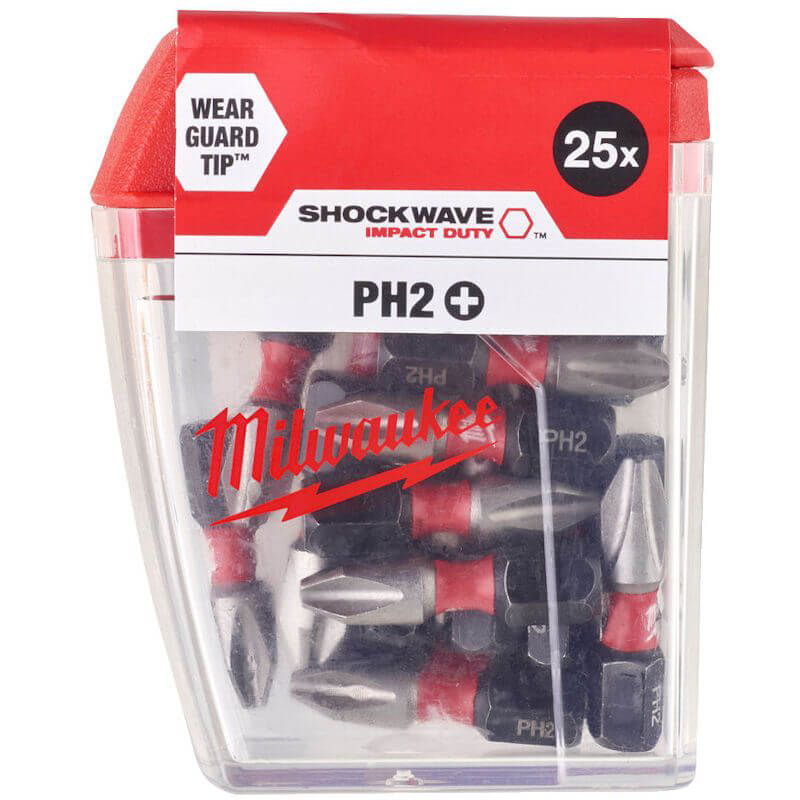 Milwaukee Screwdriver SHOCKWAVE™ Bits PH2 25mm-25pc  4932472037