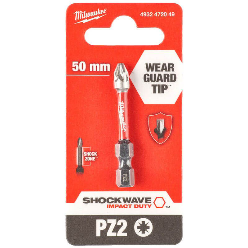 Milwaukee Screwdriver SHOCKWAVE™ Bits PZ2 50mm-1pc  4932472049