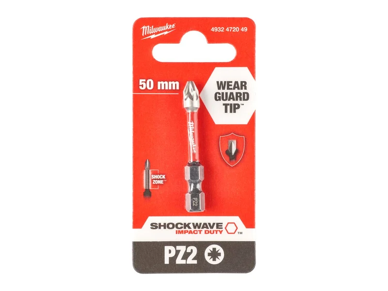 Milwaukee Screwdriver SHOCKWAVE™ Bits PZ2 50mm-1pc  4932472049