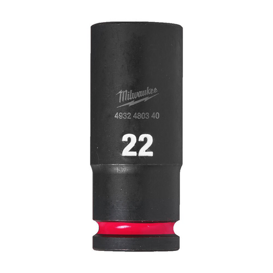 Milwaukee  Hex SHOCKWAVE™ socket 1/2" deep impact 22mm-1pc 4932480340