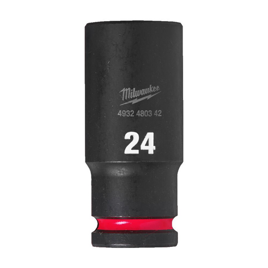 Milwaukee  Hex SHOCKWAVE™ socket 1/2" deep impact 24mm-1pc 4932480342