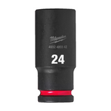Milwaukee  Hex SHOCKWAVE™ socket 1/2" deep impact 24mm-1pc 4932480342