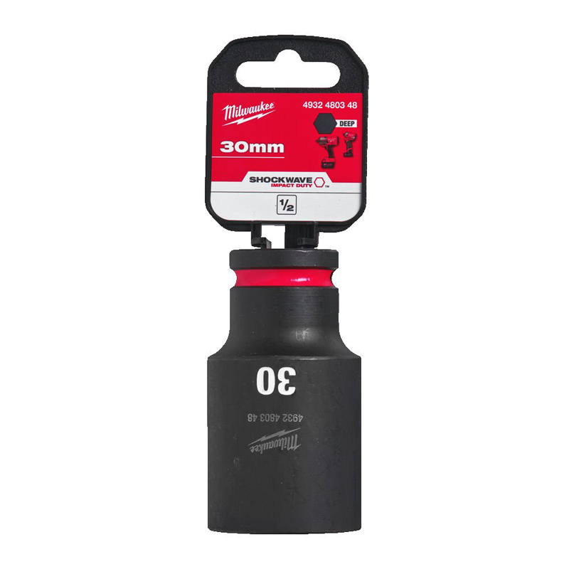 Milwaukee  Hex SHOCKWAVE™ socket 1/2" deep impact 30mm-1pc 4932480348