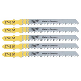 Milwaukee Jigsaw Blade 75mm x 4mm T101D - 5pc 4932274351