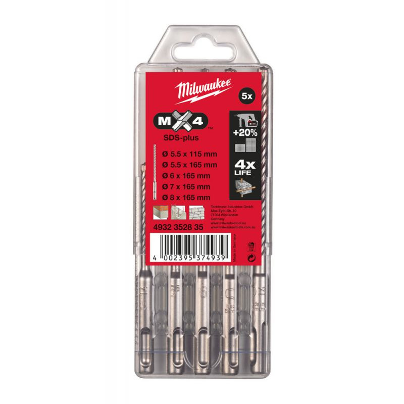 Milwaukee 5 piece SDS+ MX4 Set 4932352835