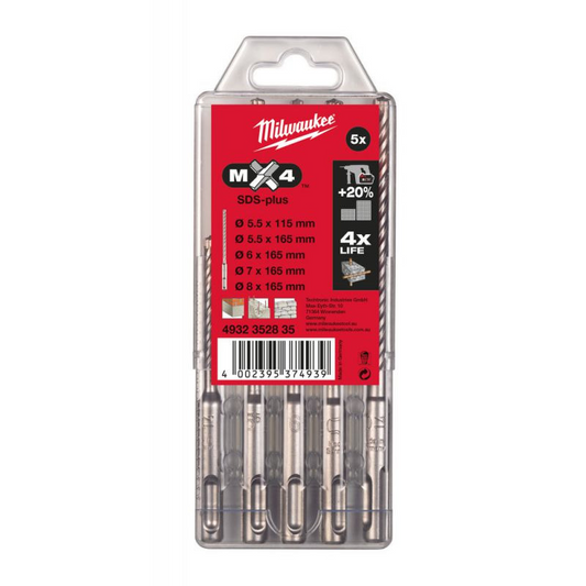 Milwaukee 5 piece SDS+ MX4 Set 4932352835