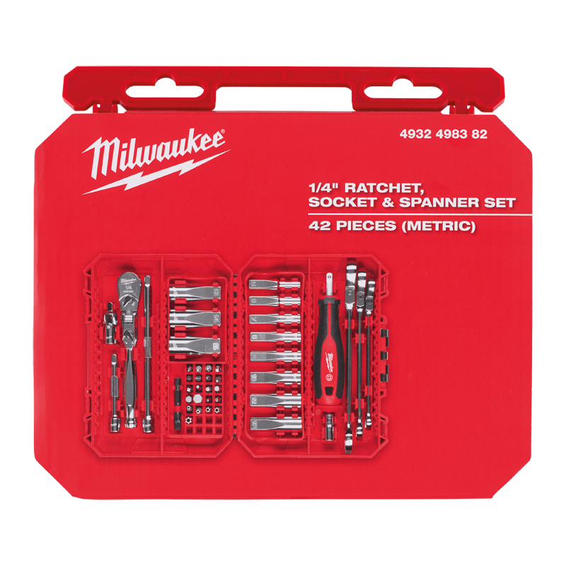 Milwaukee 42 Piece 1/4" Ratchet, Driver & Socket Set 4932498382