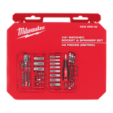Milwaukee 42 Piece 1/4" Ratchet, Driver & Socket Set 4932498382