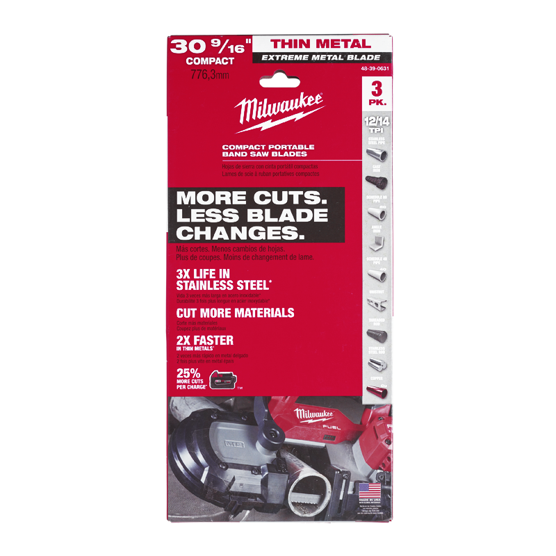 Milwaukee 776.29x12/14 Thin Metal Bandsaw Blades x3 Pcs 48390631