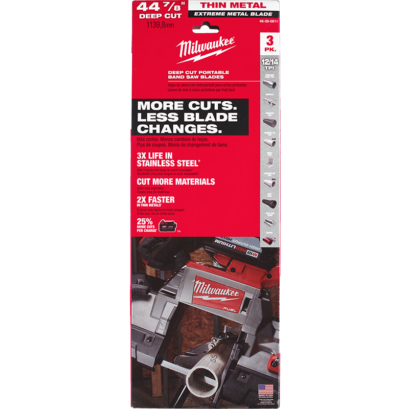 Milwaukee Extreme Thin Metal Deep Cut Band Saw Blade 3PK 48390611