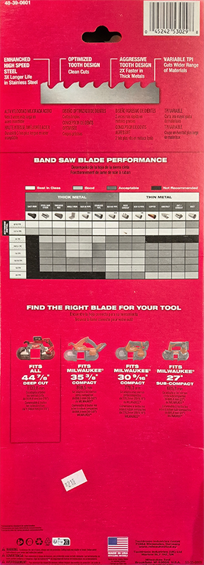 Milwaukee Extreme Thick Metal Deep Cut Band Saw Blade 3PK 48390601