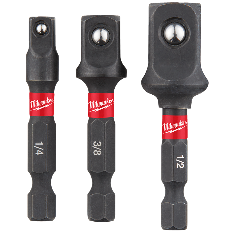 Milwaukee 3 piece SHOCKWAVE Impact Duty Adaptor Set 1/4, 3/8,1/2 4932479228