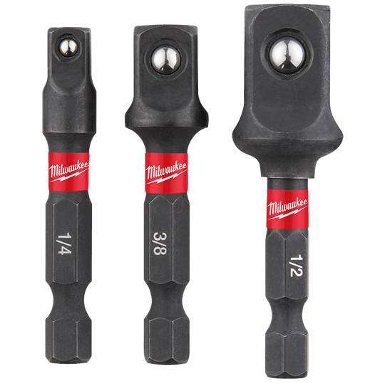 Milwaukee 3 piece SHOCKWAVE Impact Duty Adaptor Set 1/4, 3/8,1/2 4932479228