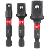 Milwaukee 3 piece SHOCKWAVE Impact Duty Adaptor Set 1/4, 3/8,1/2 4932479228