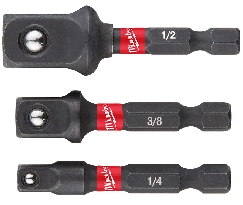Milwaukee 3 piece SHOCKWAVE Impact Duty Adaptor Set 1/4, 3/8,1/2 4932479228