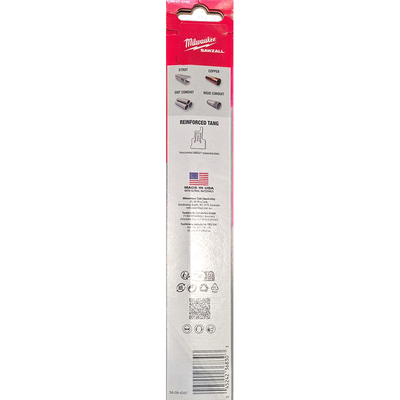 Milwaukee Sawzall Blade For Reciprocating Saws 230mm x 18tpi 5 pack 48475188