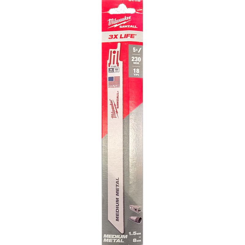 Milwaukee Sawzall Blade For Reciprocating Saws 230mm x 18tpi 5 pack 48475188