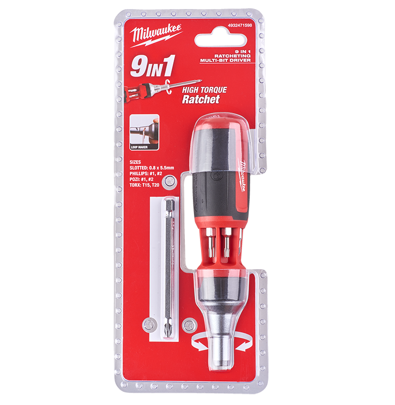 Milwaukee 9 in 1 Ratcheting Multi-bit Driver 4932471598