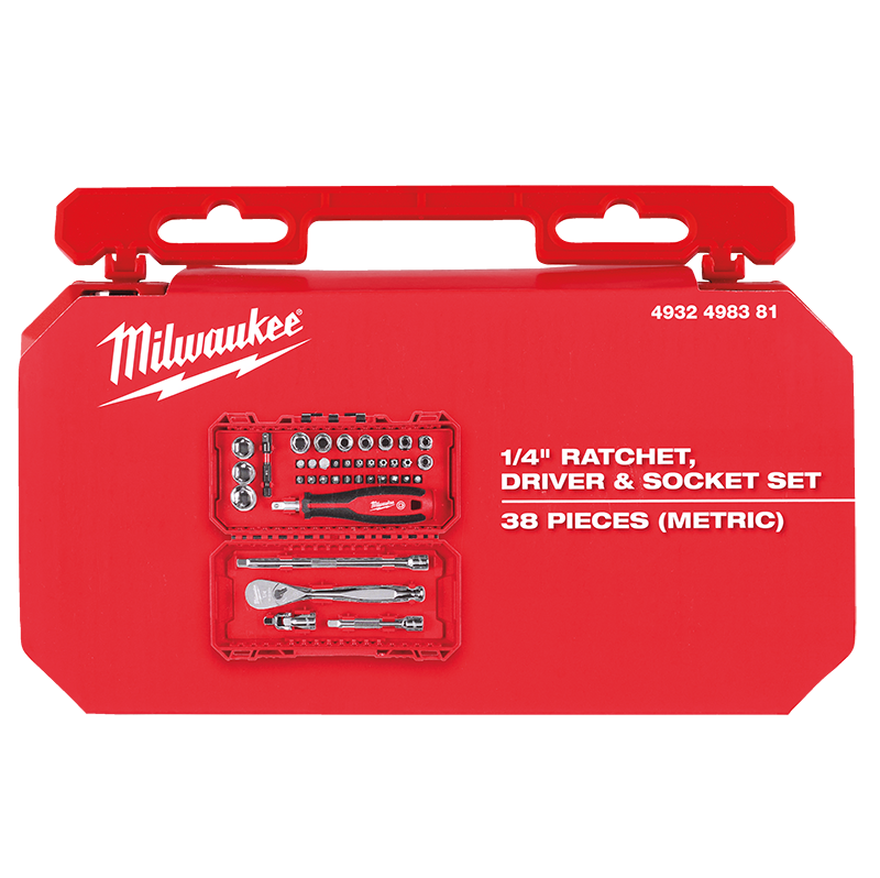 Milwaukee 1/4" Rachet Driver & Socket Set 4932498381