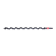 A Milwaukee brand black auger drill bit with a red brand label, shown horizontally.
