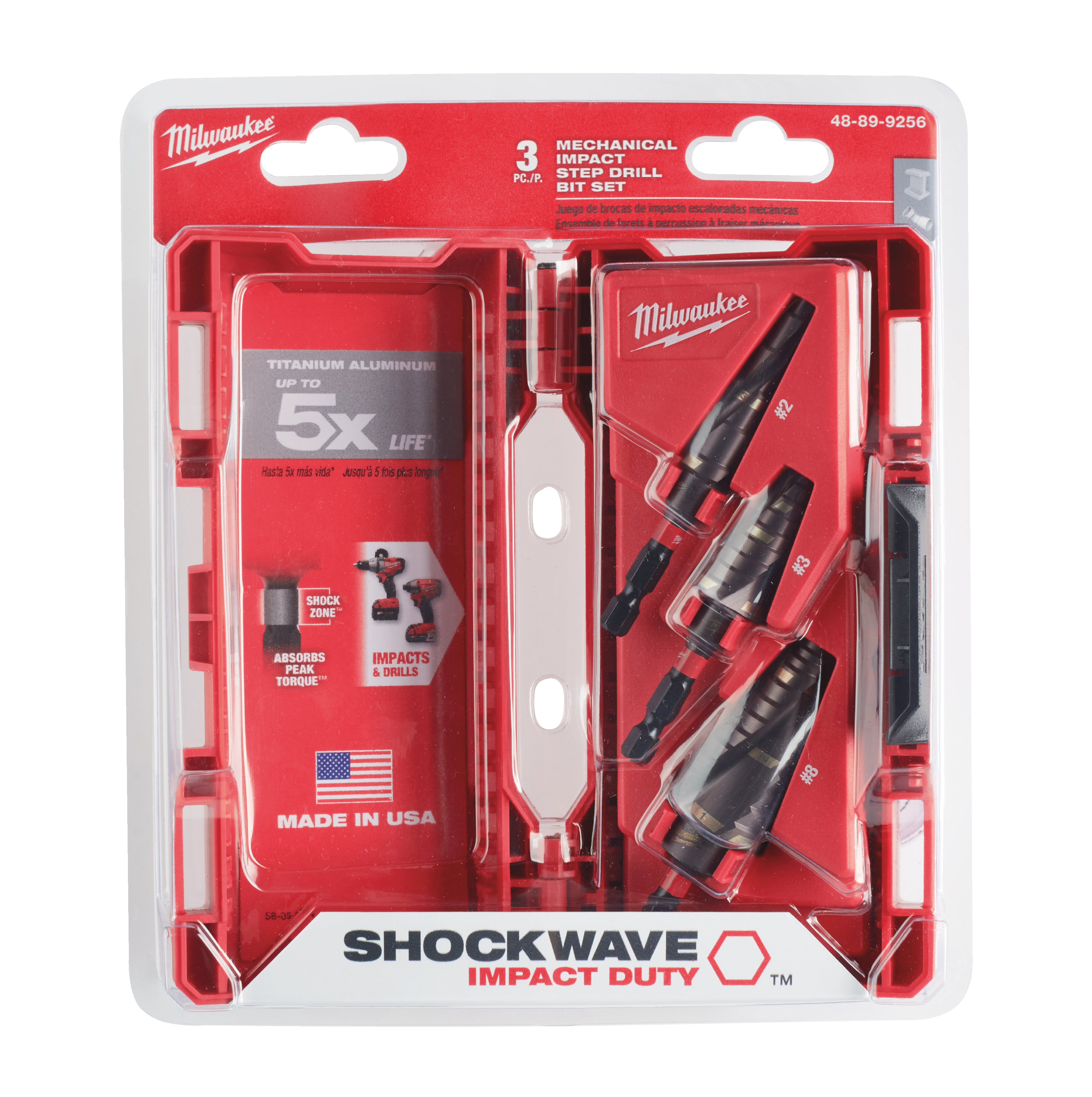 Milwaukee Shockwave Impact Duty Step Drills Set in packaging.