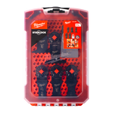 Milwaukee Starlock General Multi-Tool Blade Set in a translucent red plastic case.