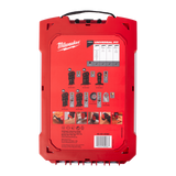 Milwaukee Starlock General Multi-Tool Blade Set in a translucent red plastic case shown from the back.