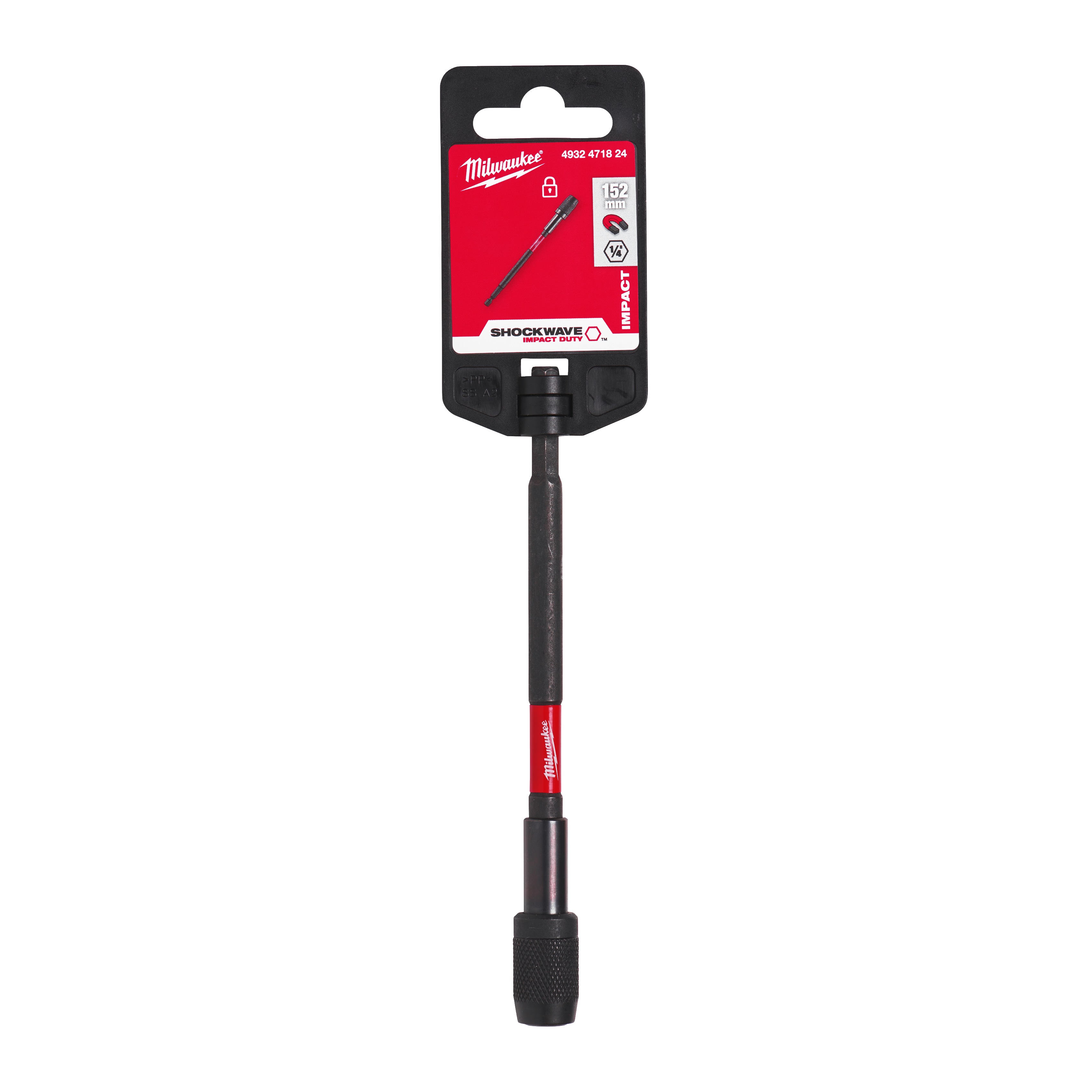 Black and red drill bit holder with packaging