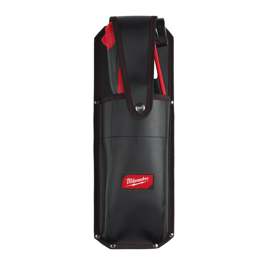 Black tool pouch with red accents and Milwaukee logo