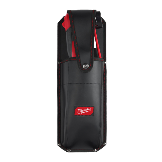 Black tool pouch with red accents and Milwaukee logo