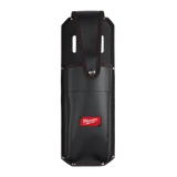 A black Milwaukee tool belt sheath with red contrast stitching and a red Milwaukee logo patch on the front.