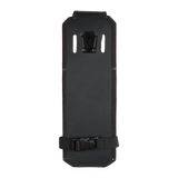 Back view of a black Milwaukee tool belt sheath with red contrast stitching.