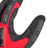 Close-up of a black and red glove