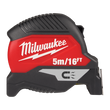 Milwaukee tape measure with red and black design on a white background