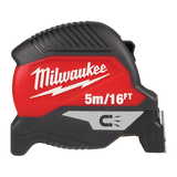 Milwaukee tape measure with red and black design on a white background