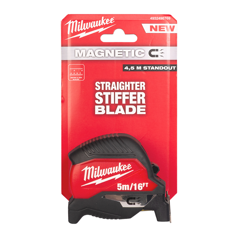 Milwaukee magnetic tape measure packaging on a white background