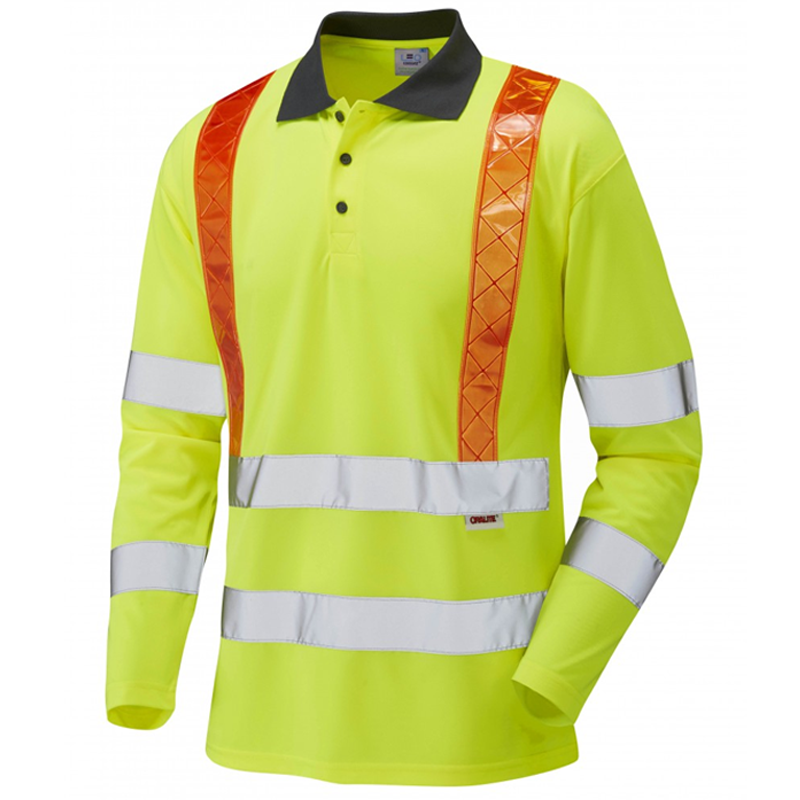 BICKLETON Class 3 Orange Brace Coolviz Sleeved Polo Shirt (EcoViz) Yellow