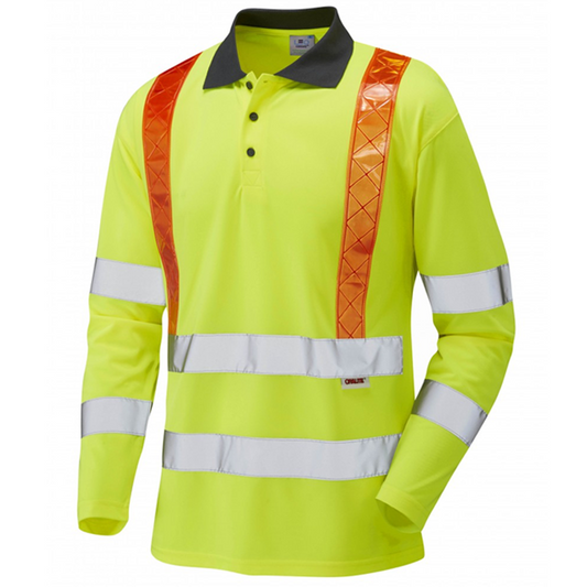 BICKLETON Class 3 Orange Brace Coolviz Sleeved Polo Shirt (EcoViz) Yellow