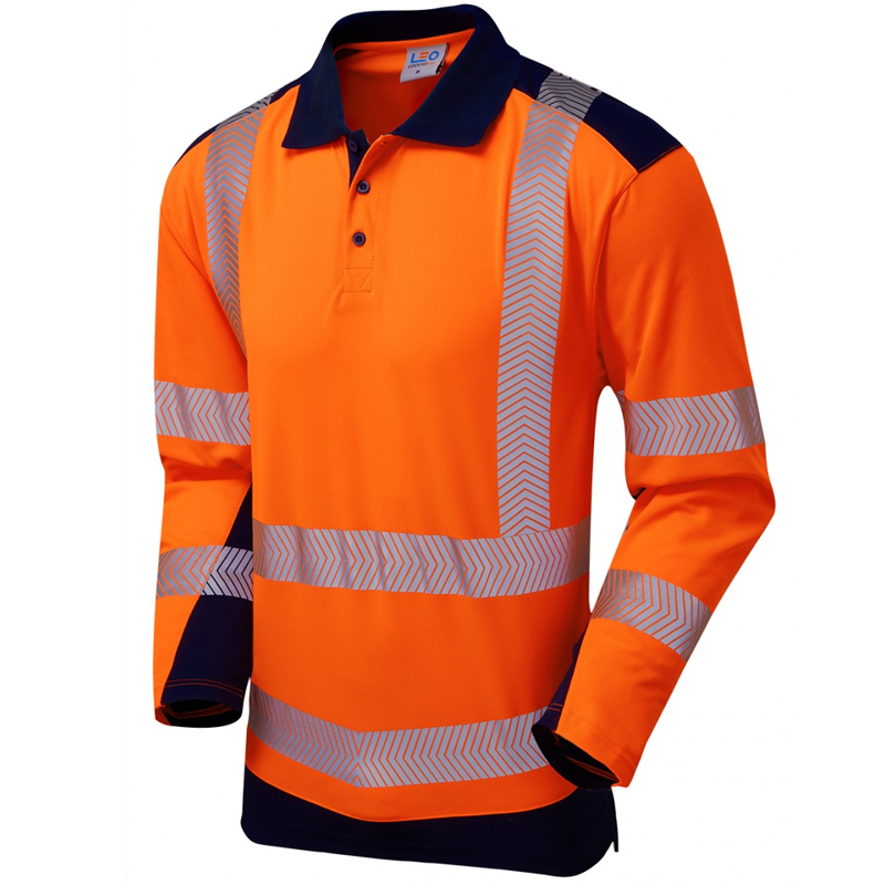 WRINGCLIFF Class 2 Coolviz Plus Sleeved Polo Shirt Orange/Navy