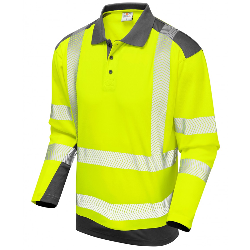 WRINGCLIFF Class 2 Coolviz Plus Sleeved Polo Shirt Yellow/Grey
