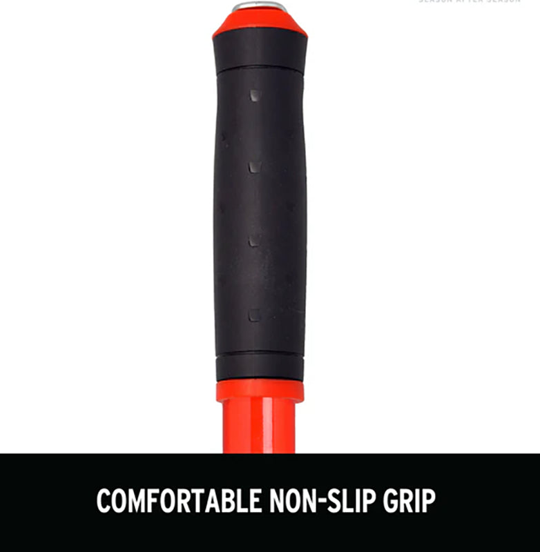 Black and red grip on a white background with text 'COMFORTABLE NON-SLIP GRIP'.