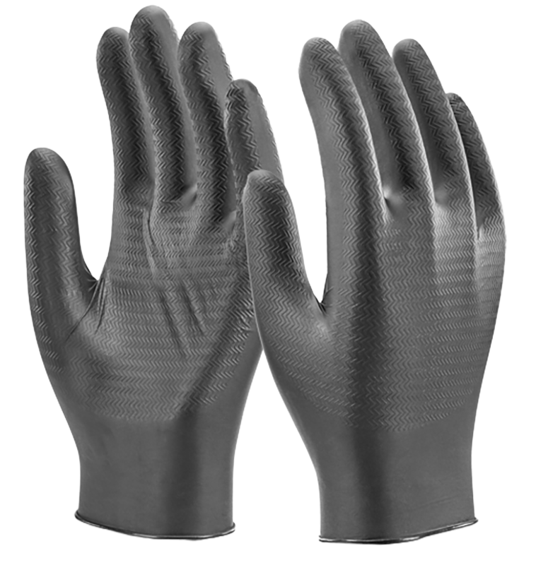 Pair of black gloves on a white background